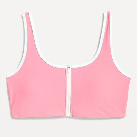 NWT! Old Navy Pink Neon Edge Zip-Front Bikini Swim Top - Size XXL 💎 - Picture 4 of 8